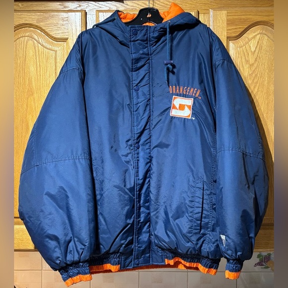 Vintage 90's Logo 7 Syracuse Orangemen NCAA Collegiate Parka Jacket Large - Picture 1 of 9